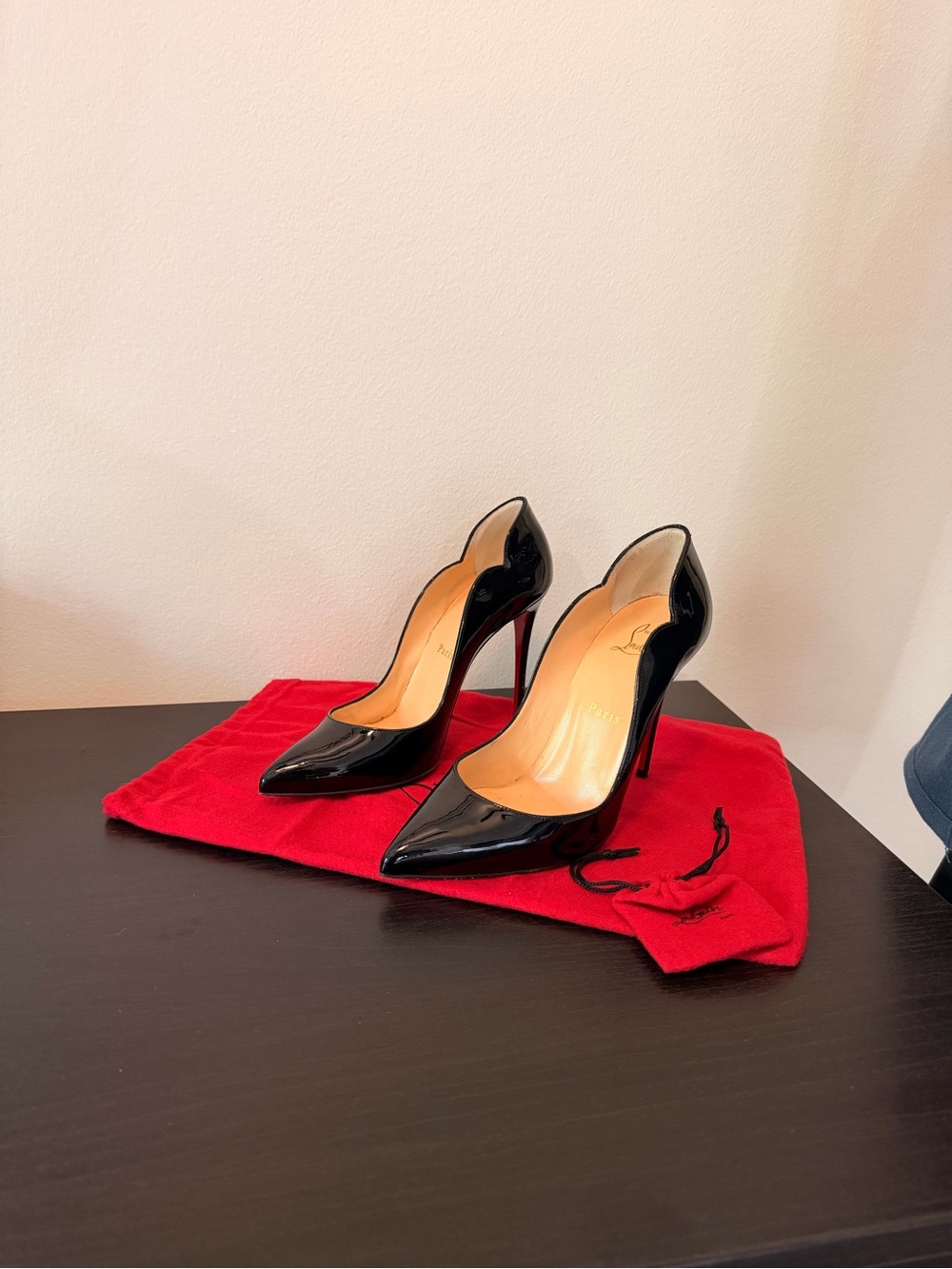 Christian Louboutin Black Patent Leather Pointed Toe Pumps